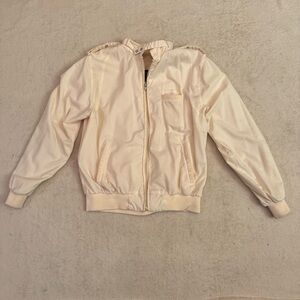 Vintage Street Moves Jacket Mens Large Beige Bomber Full Zip Pockets 80’s